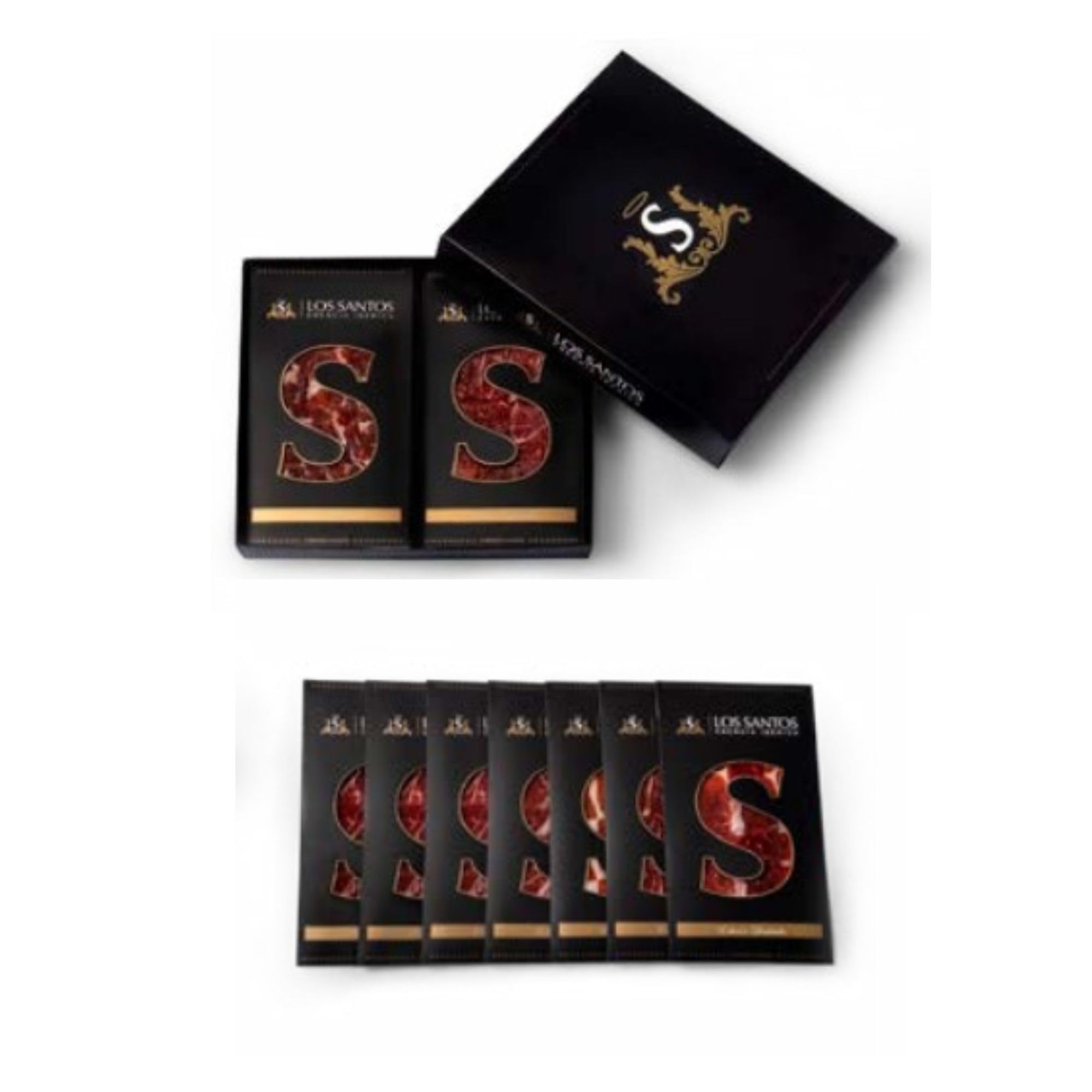 Paleta Ibérica de Bellota 50%, Pack de Sobres Loncheados de 80gr, Listos para Consumir (7 sobres)