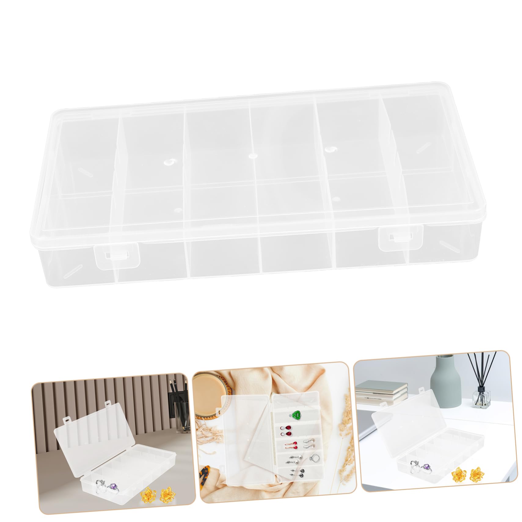 NOLITOY 4 Set Scatola Multi Scomparti Con Scomparti Verticali Organizer Rettangolare Trasparente Per Gioielli E Accessori Contenitore Facile Da E Smontare Per Domestico 2 Pezzi*4