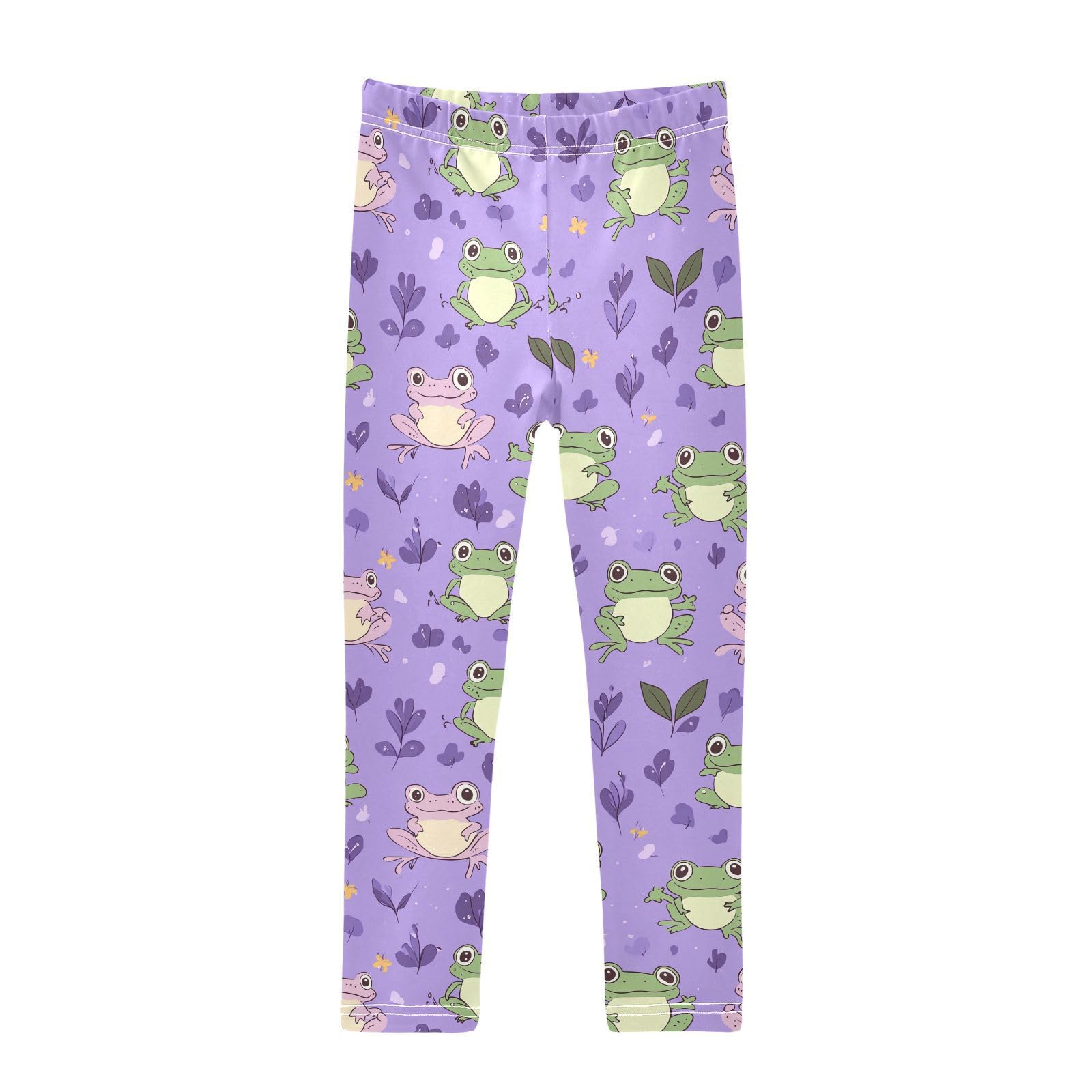 Happy Frogs Girls' Leggings Toddler Doodles Purple Kids Yoga Pants Dance Active Tights 7-8T