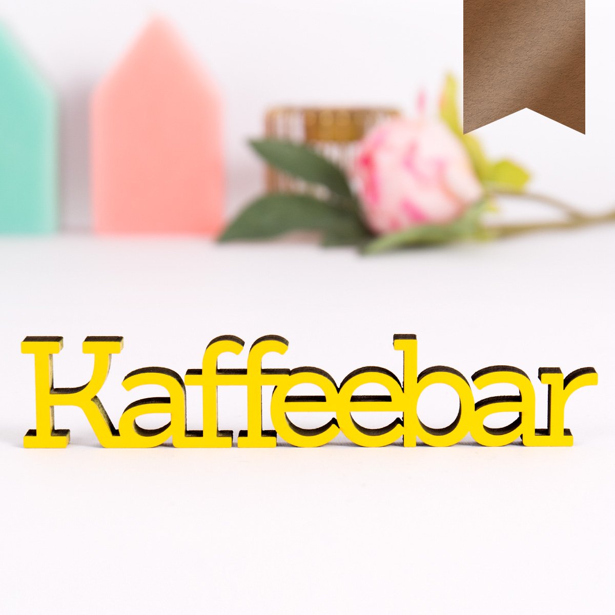 KLEINLAUT 3D-Schriftzug 'Kaffeeecke' – 25x4,6 Cm, 8 Mm Dick, In Pastell Braun, Made In Germany