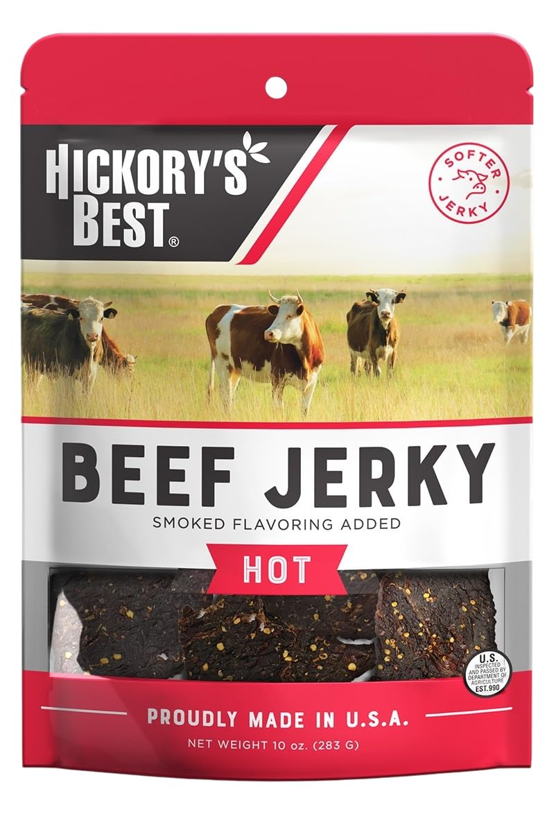 Hickory's Best Hot Beef Jerky 10 oz (Pack of 1) | Soft & Tender | High Protein | Low Fat | Zero Trans Fat | No MSG | Resealable Bag | USA Made by