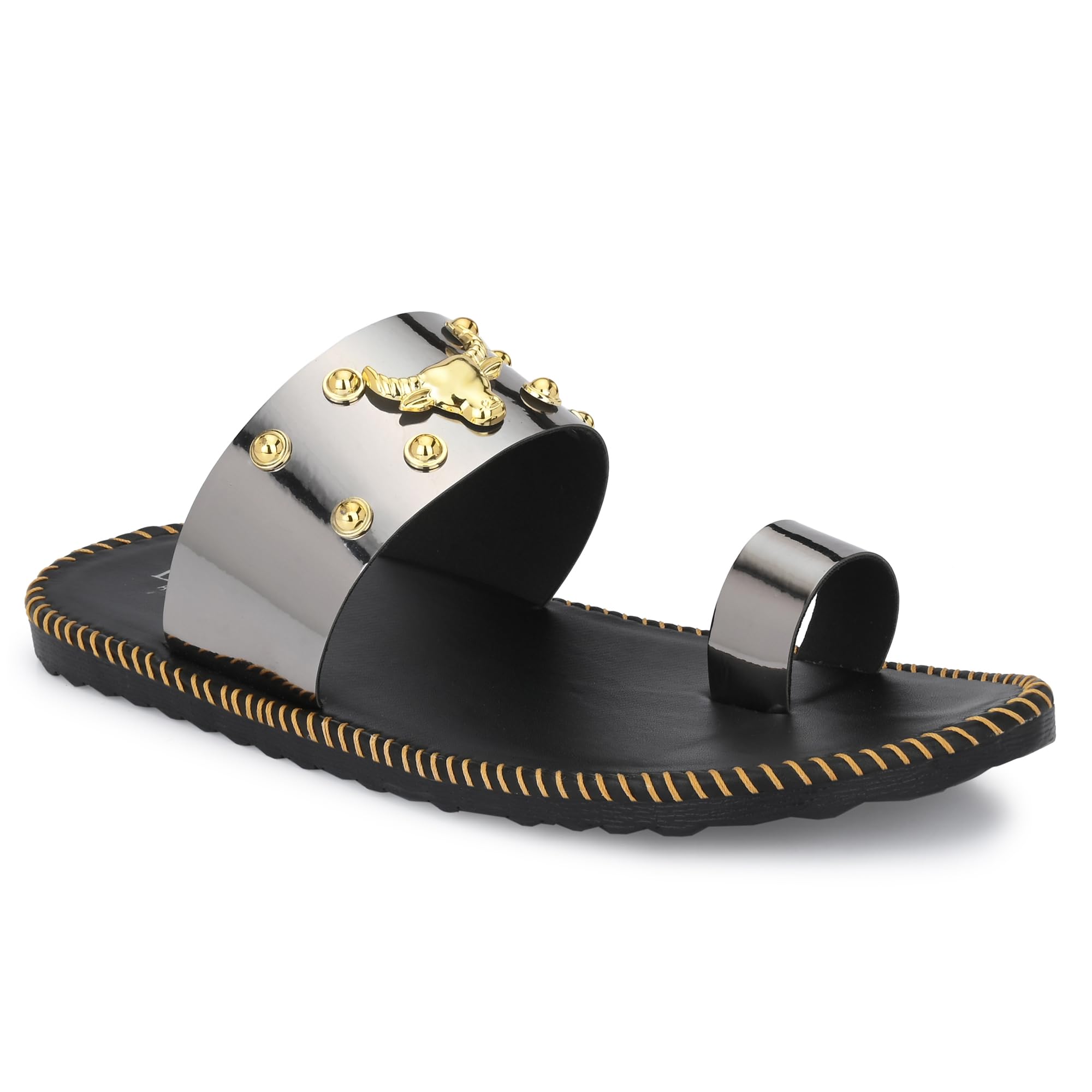 men's synthetic leather flip flops slide sandals, white, black, sandal