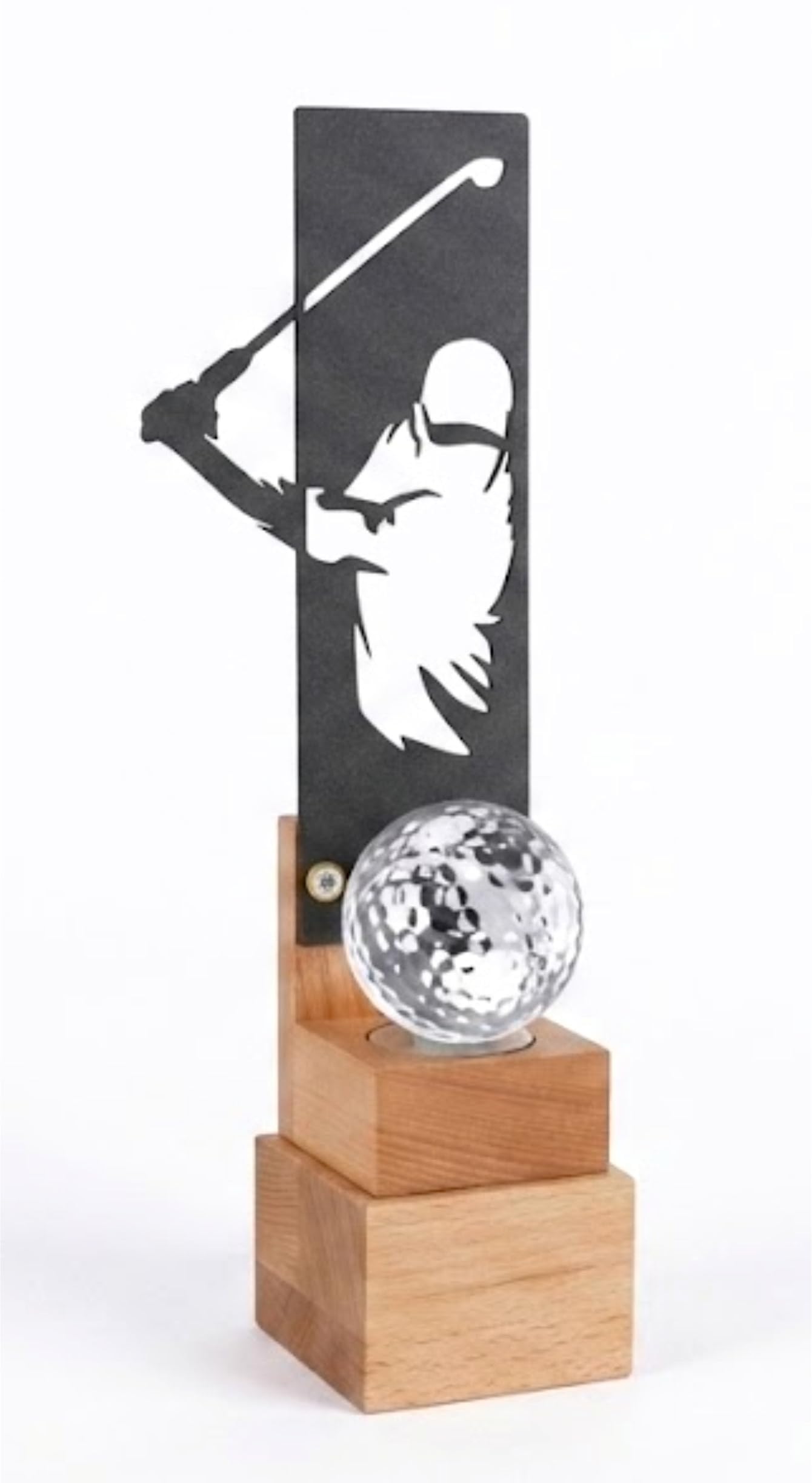 Trofeo Golf PERSONALIZADO premio metálico con bola pelota de cristal para Golfista