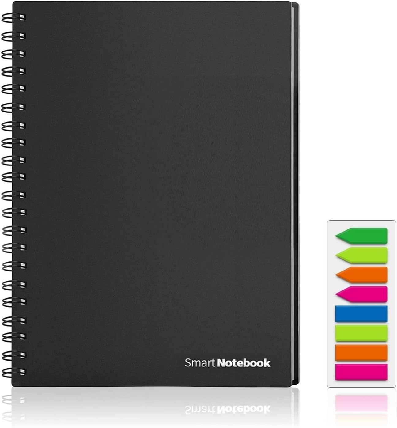 HOMESTEC Reusable Smart Notebook - A4, Black, 6 Page Styles, Endlessly Reusable Note Pad, 2 Pen, Self-Stick Notes and Wipe Included (Squared Grid Pages)