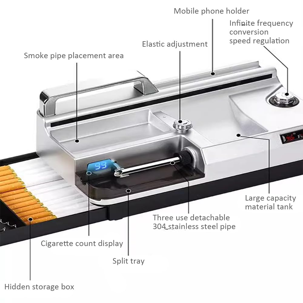 Macchina Manuale per rollare Sigarette. Macchina for arrotolare Sigarette Ricaricabile, Portatile, 5,5/6,5/8 mm, elettrica, Automatica, con iniettore di Tabacco