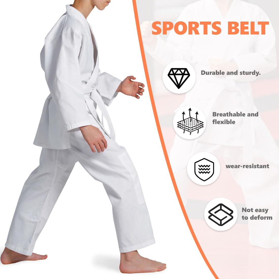 Ceintures de sports de combat Ceinture de judo 180 cm, ceinture de taekwondo, ceinture d'arts martiaux, ceinture de karaté en tissu extra épais pour enfants