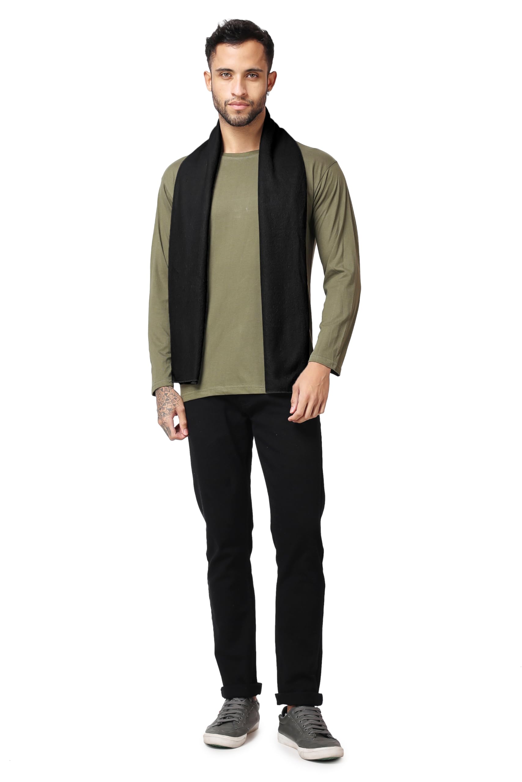 notwild Men's Winter wear Warm Muffler cum Scarves Stoles Solid Color Best Gifts Medium Size for Gents solid color-picture-30