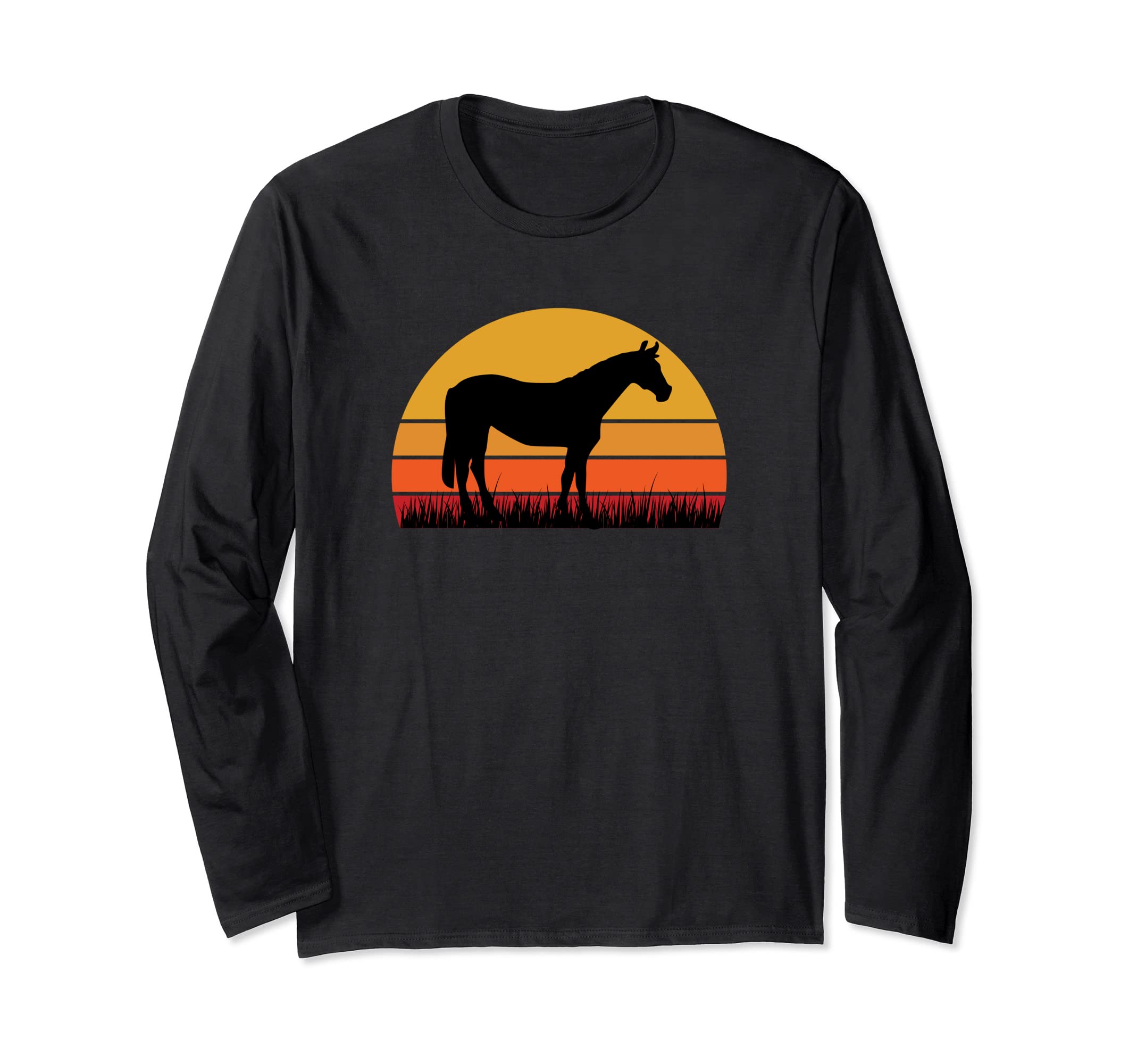 Horse Equine Equestrian Cowboy Farm Farmer Ranch Pony Long Sleeve T-Shirt, Black
