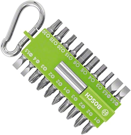 Bosch Home And Garden 2607002823 Bosch 21 Piece Set Screwdriver Bit Set Green With Universal Bit Holder Carabiner Accessory For Cordless Screwdriver Amazon Com