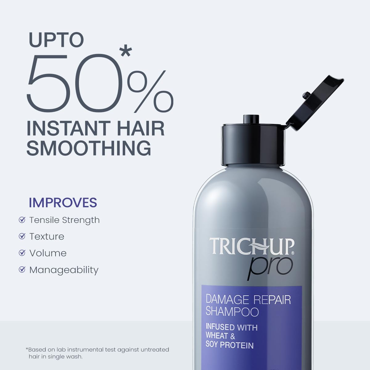 Trichup Pro Damage Repair Shampoo for Dry Frizzy Hair 300 ml, Instant Dual Action Rebonding, Smoothing, Improves Texture, Nourishes Dry Hair, Controls Frizz For Men & Women (300ml), 1
