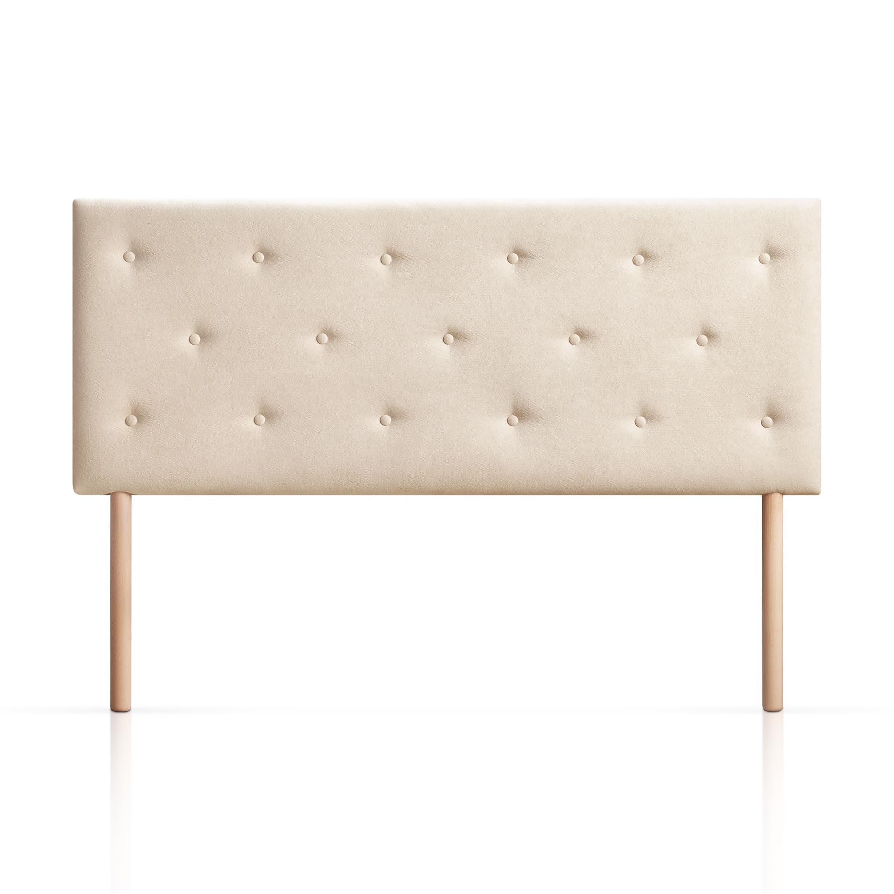 SUENOSZZZ-ESPECIALISTAS DEL DESCANSO Cabecero de Cama Helsinki con Patas nórdicas y tapizado en Tela para Camas de 105 (115 x 100 cm) Tela Beige