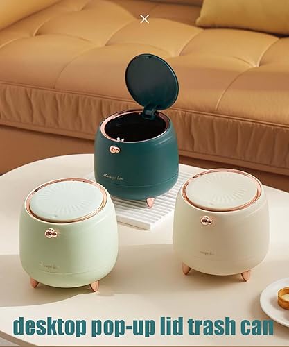 Miniatura 3 de Mini bote de basura para encimera con 40 bolsas de basura, bonito bote de basura con tapa tipo prensa, cubo de basura de 0.7 galones3 litros, mini