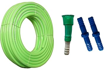 Babal Garden 0.5 Inch (15mm) Pipe (PVC Tubing) Multicolour | High strength | Highly flexible even at low or high temperatures | Crack-less and Leak-proof | Watering gardens, Car Washing, Construction Sites, domestic use | With Accessories Contains 2 Piece PVC Pipe Connector and 1 Piece Tap Connector 0.5 Inch (15mm) (10 METER (32.8 Feet))