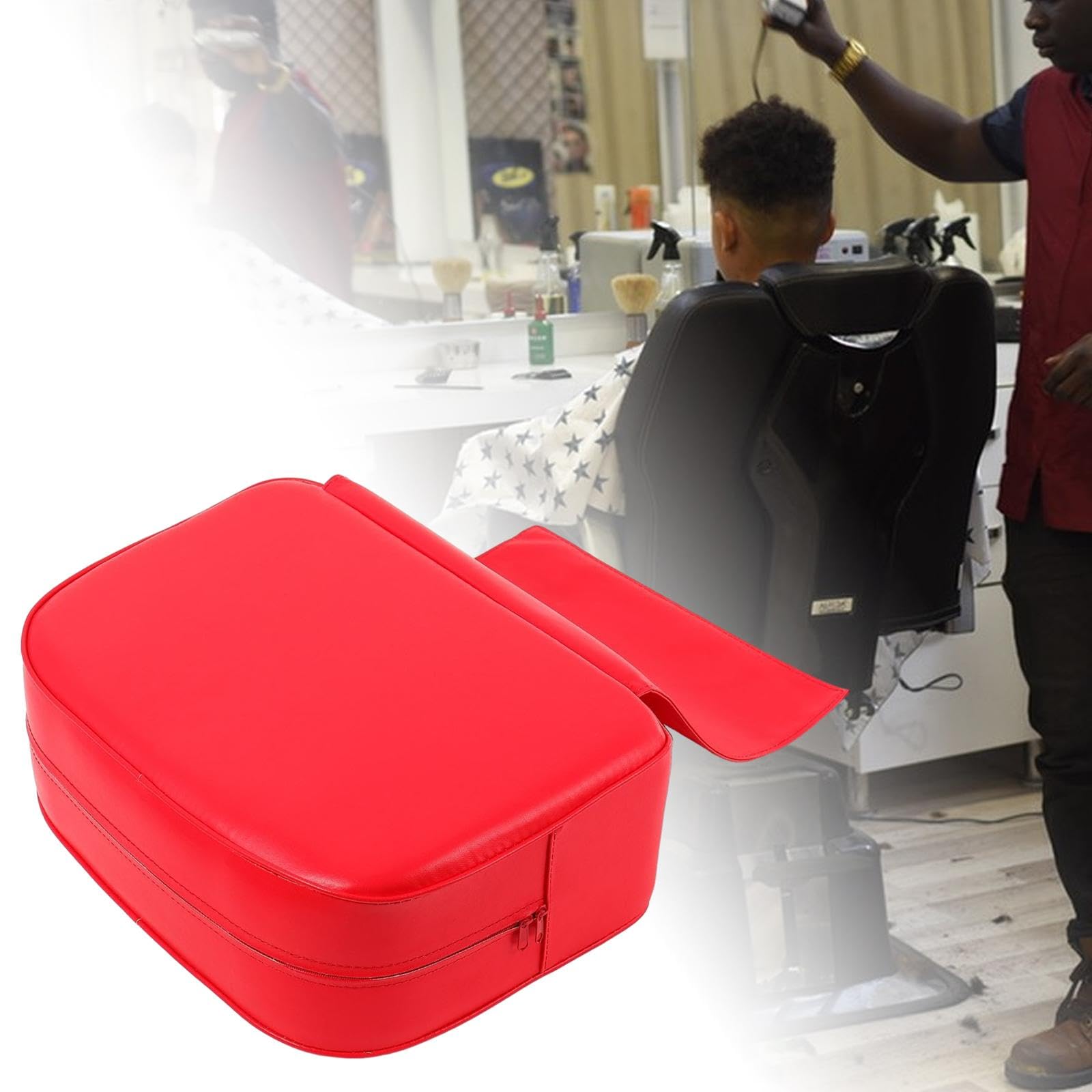 Barber Siège Rehausseur Coussin Enfant Salon Coiffure Spa Matériel Coiffure Salon PU Cuir Confort Entretien Facile Adapté Enfants Salons Beauté Maison, Rouge