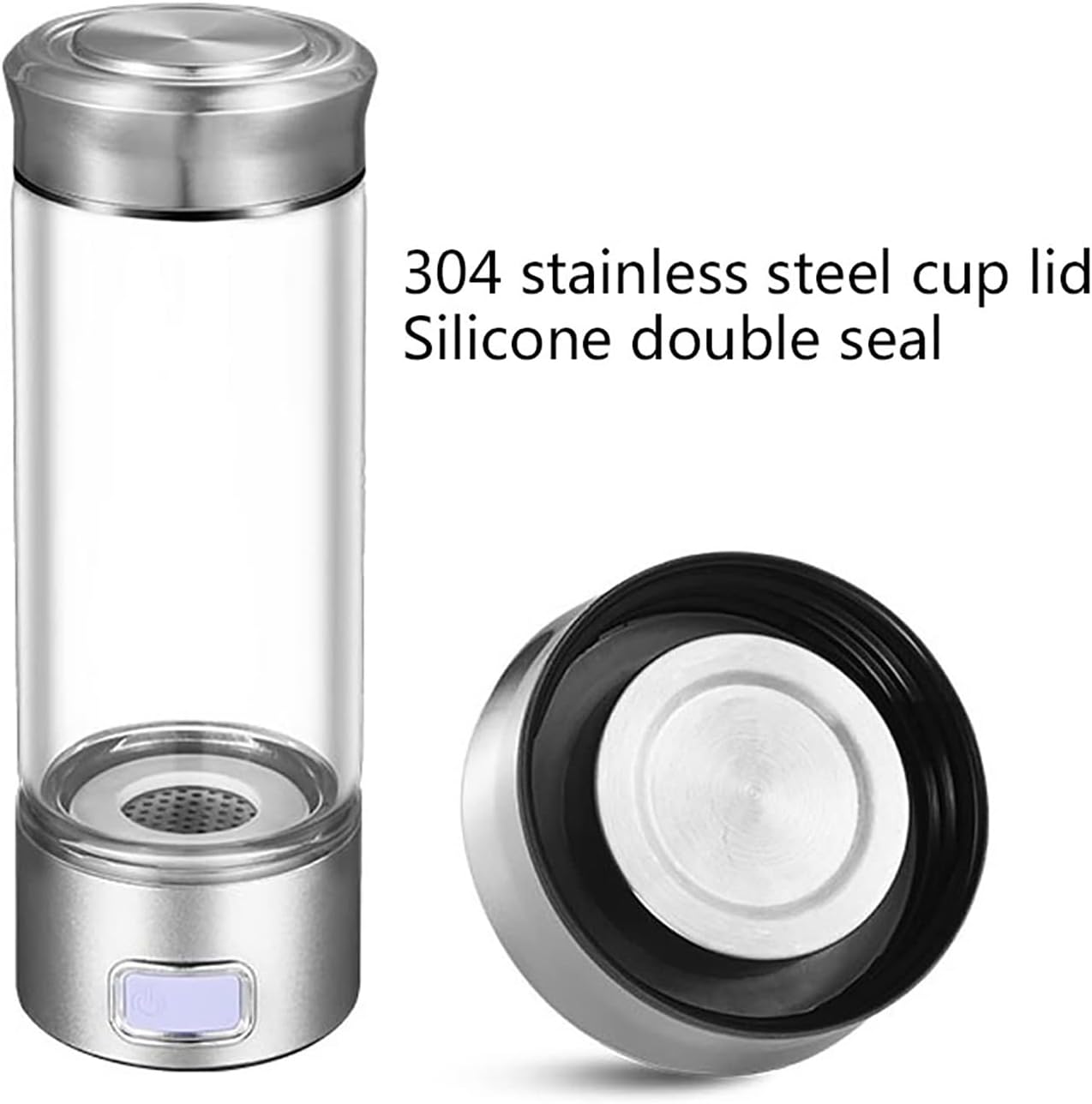 Hydrogen Rich Water Bottle Hydrogen Alkaline Water Generator Ionizer with SPE Membrane 3-Min Make Hydrogen Quickly Content Up to 800-1200 PPB Energy Cup Hydrogenated Water Bottle 300Ml