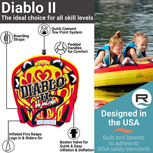 Rave Sports Diablo Ii Boat Towable Tube - Inflatable Boating Tube For 1-2 Riders #TOP6