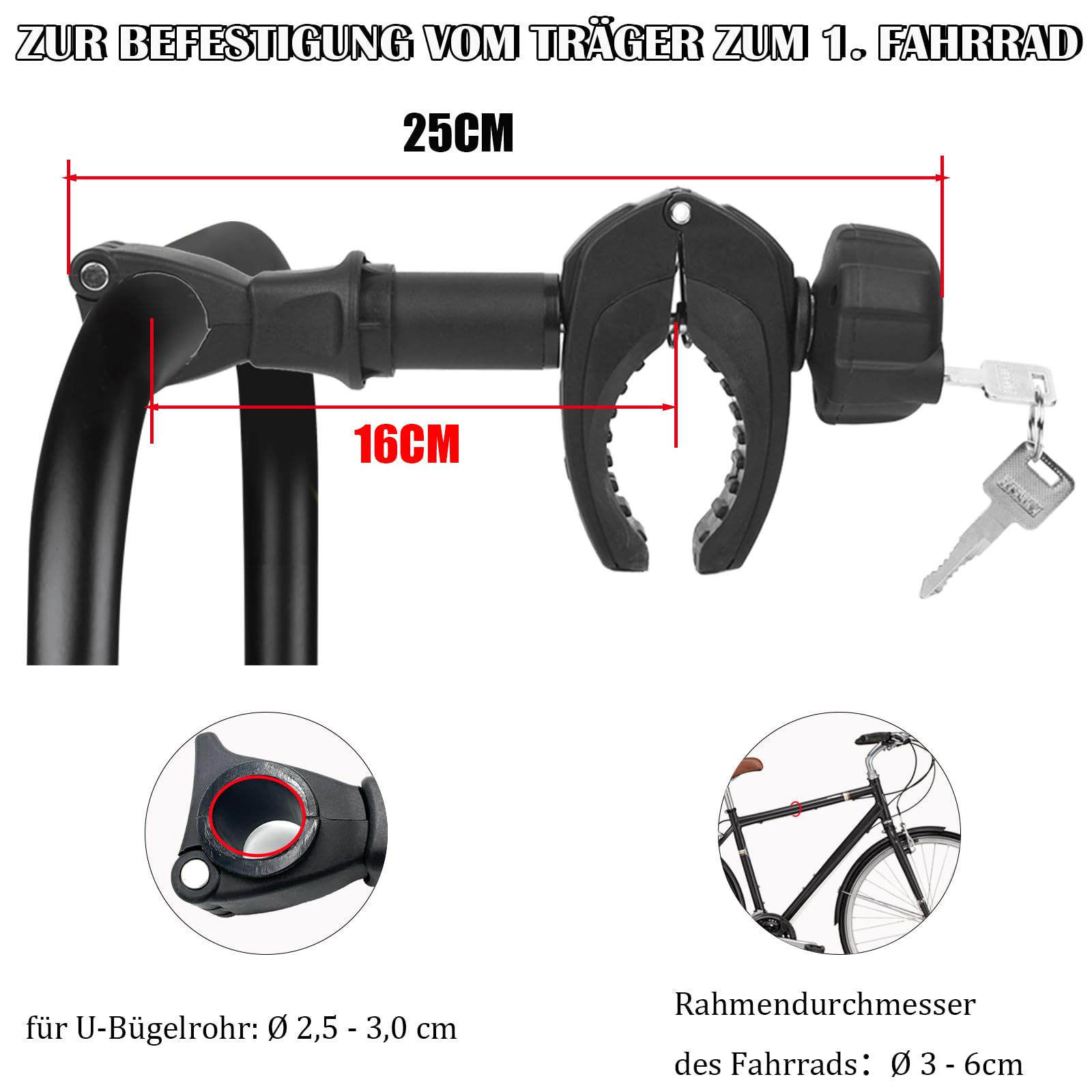 Supporto per bicicletta lunghezza: 25 cm
