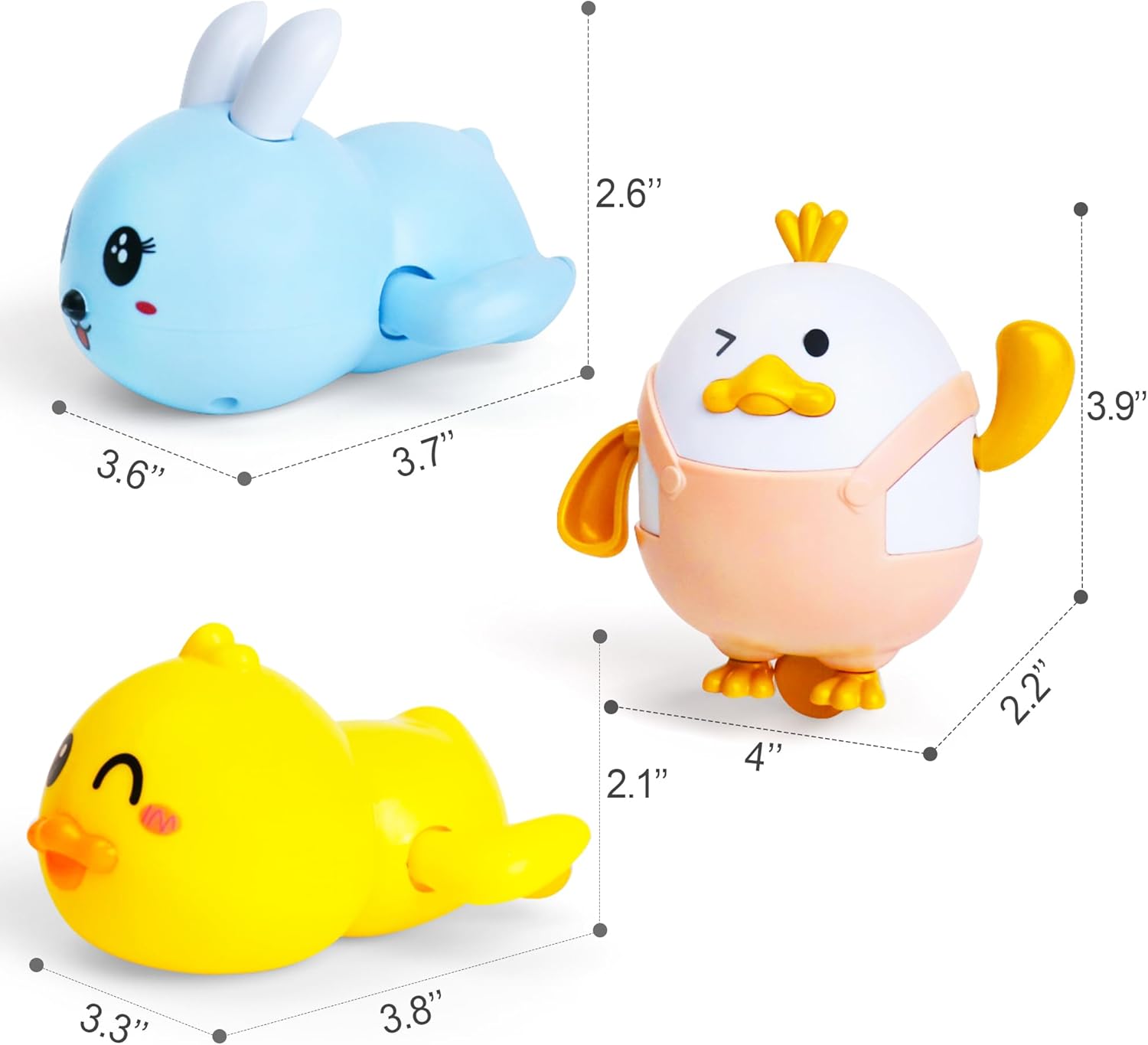 Easter Basket Stuffers - Easter Gifts for Kids - Set of 3 Wind Up Bath Toys - Easter Egg Fillers - Floating Pool Toys - Baby Bathtub Water Toys for Toddlers Newborn Infant Girls Boys 1 2 3 Year Old
