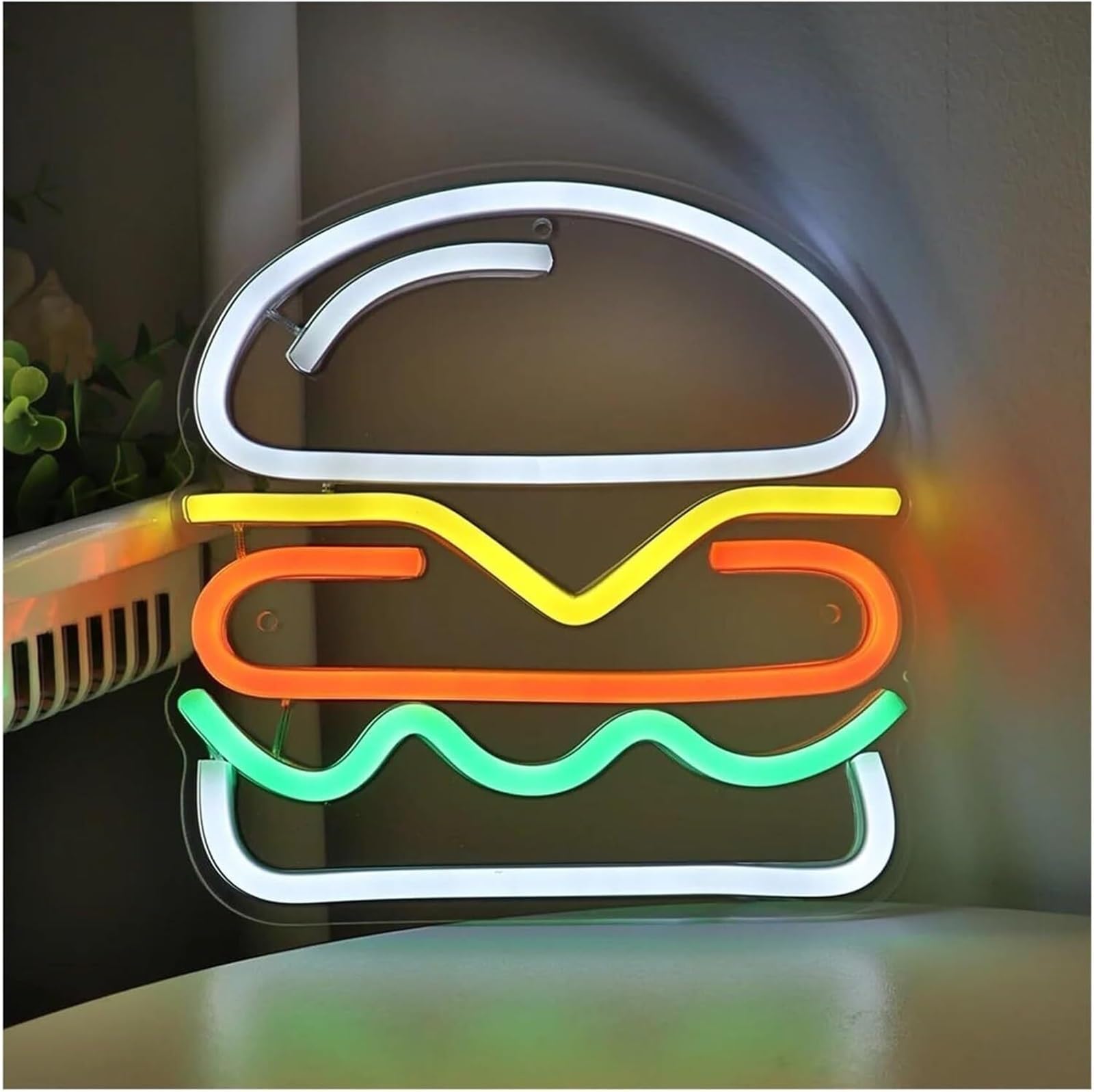 Zynther Neon lamp for neon Lamp for Power Hamburger Wall LED for Sign Light 19.8cm×20cm