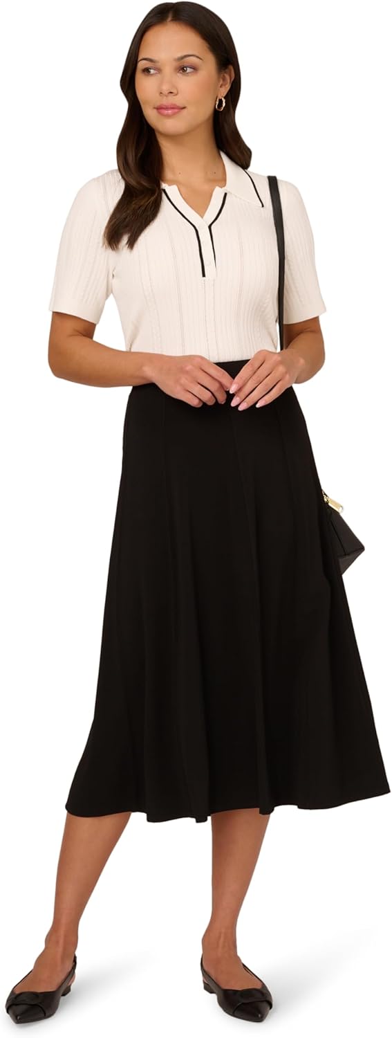 Adrianna Papell Womens A-line Gored Seamed Midi Skirt - Image 2