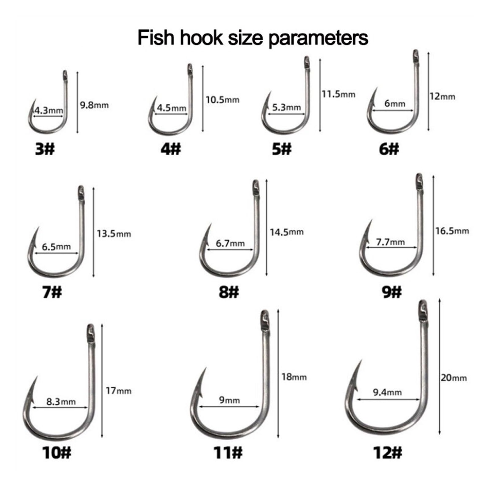 HEXEH Ami da Pesca Ami da Pesca in Acciaio ad Alto tenore di Carbonio 400 Pezzi/Lotto Set di ami da Pesca Offset a Distanza Larga for Acqua salata e Acqua Dolce con 10 Dimensioni Amo da Pesca