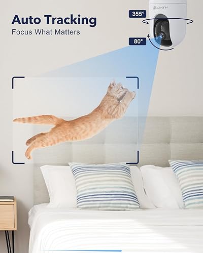 Miniatura 5 de MUBVIEW Cámara para mascotas con aplicación de teléfono, cámara de seguridad interior, cámaras WiFi 2.4G para seguridad del hogar, cámaras con cable