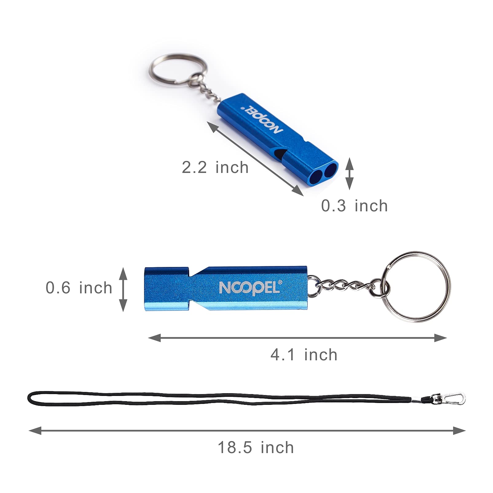 Lot 2 Sifflets De Survie – Double Tube Acier Inoxydable – Très Puissant – Avec Porte-Clés – Rando Camping Canoë