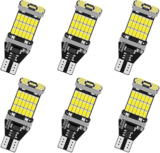 UNXMRFF Pack of 6 Super Bright White 921 LED Bulb CANBUS Error Free 912 Reverse Lights 45-SMD 4014 Chipsets Non-Polarity T15 906 W16W LED For Car Truck Backup Reverse Lights White 6000K