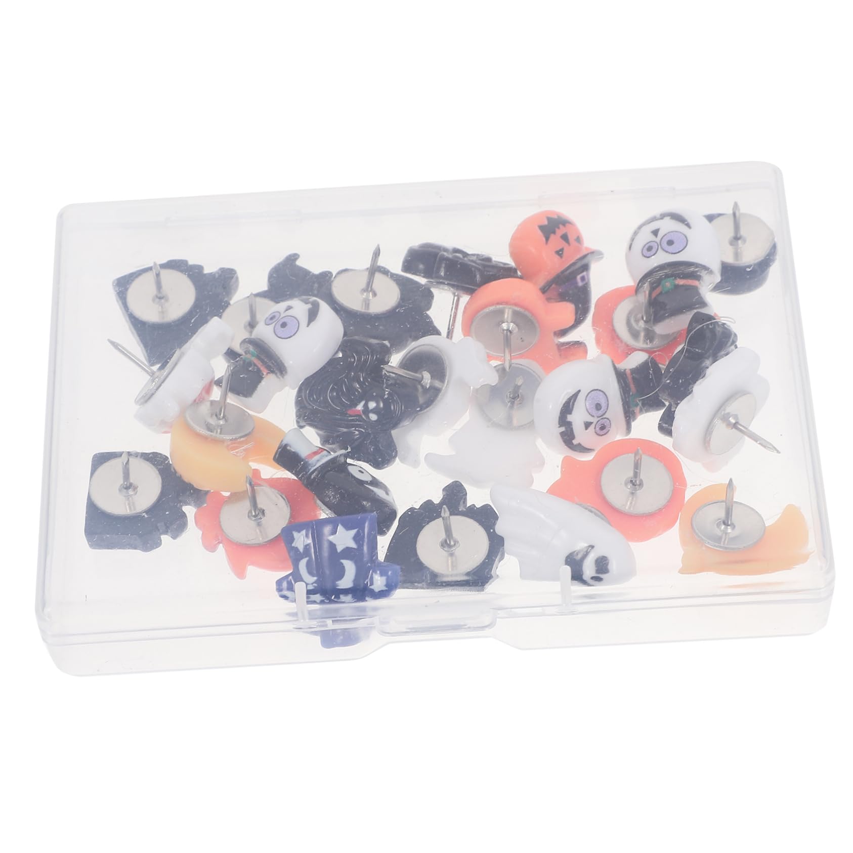 Lot De 4 Boîtes De Punaises Décoratives pour Affiches De Bureau Décoration De Carte Pot Punaises pour Photos Épingles d'halloween Autocollants Anneau De Fidget DIYEAH