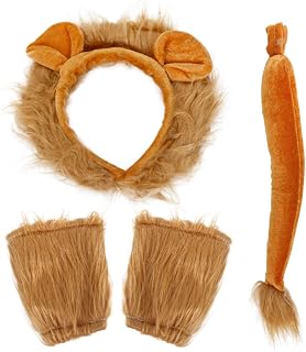 Capaneus Bonito Disfraz de Animal, Conjunto de Accesorios para Disfraz de Orejas y Cola de León, Cola de Lobo Disfraz, Kit de Cola de Lobo con Orejas para Disfraz de Animal, Carnaval, Cosplay