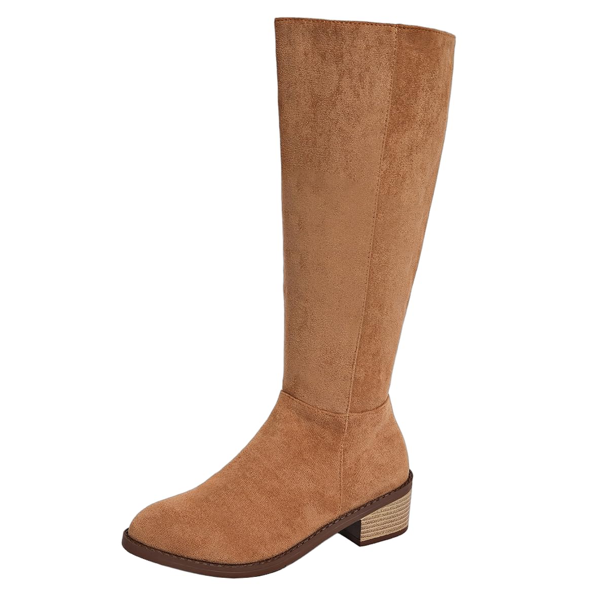 DINTAHA Faux Suede Knee High Boots Low Heel Fall Winter Boots with Zipper