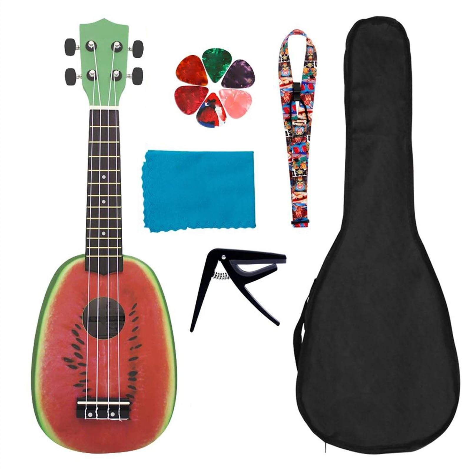 21-Zoll-Ukulele-Set Aus Massivholz Mit Kofferzubehör, Professionelle Saiteninstrumente-Ukulele Für Üben Ukulele für Anfänger
