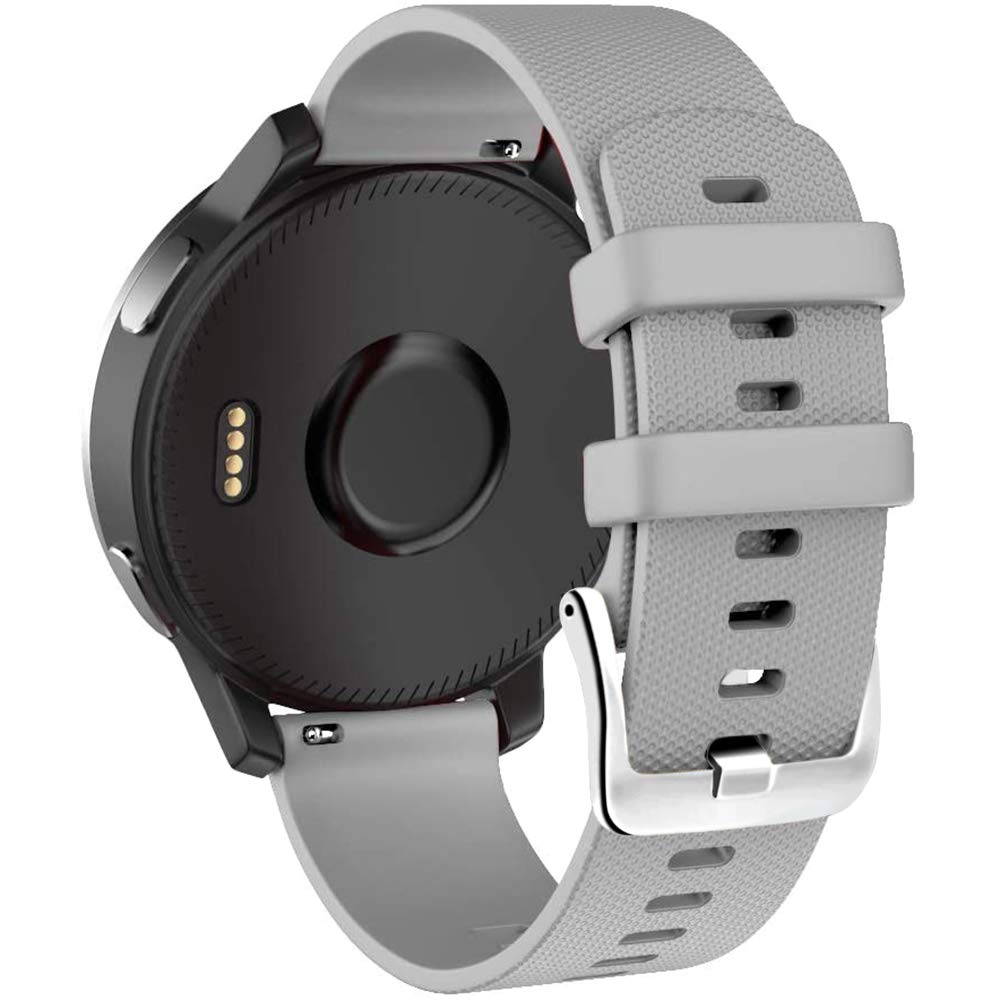 CAKAMENSHY 22mm Quick Release Replacement Silicone Band Compatible with Garmin Vivoactive 4 Strap,Darth Vader,First Avenger,Polar Vantage M for Garmin Watch Accessories (Silver buckle-Grey)