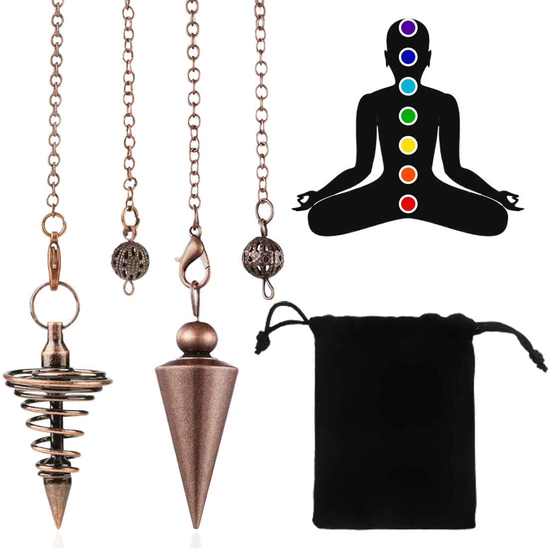 NJCXOLA 2 pezzi a pendolo in rame, per esoterismo in metallo, per divinazione, accessori per tarocchi, regali per gli amanti dei tarocchi