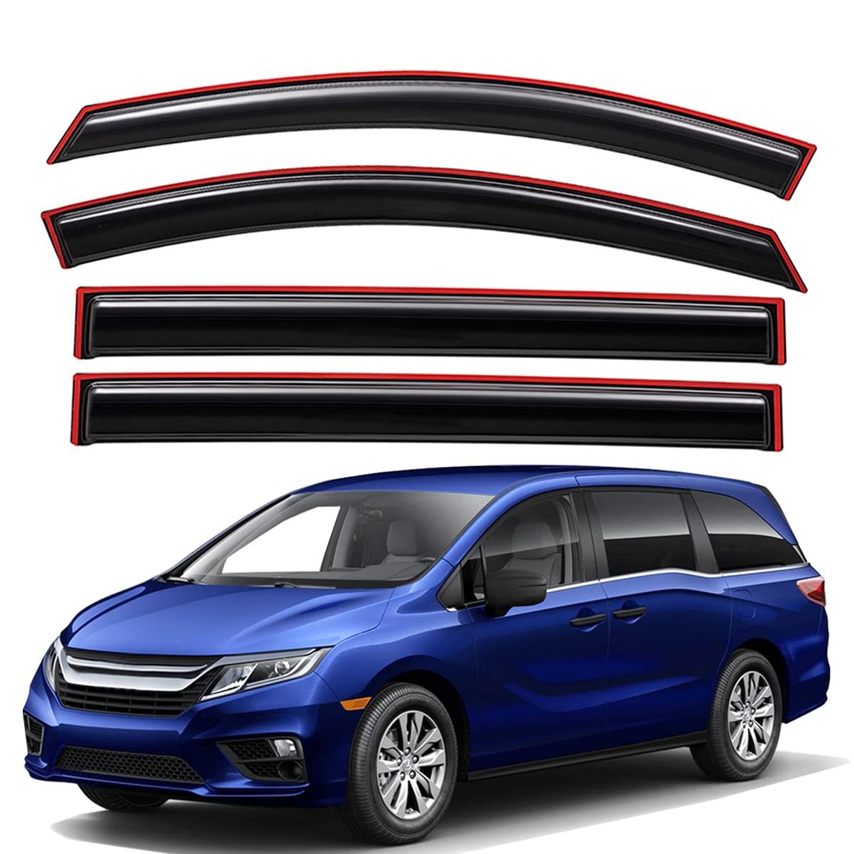 Photo 1 of Lightronic WV194452 in-Channel Side Window Visor Deflector Vent Rain Guard, Dark Smoke Shatterproof Auo Shades, 4-Pieces Set, Fit for 2018-2023 Honda Odyssey