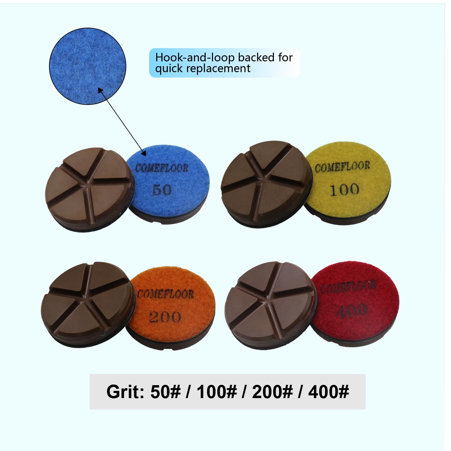 3 Inch Diamond Copper Bond Grinding Discs, Concrete Floor Polishing Pucks, 9 PCS for Ride-On & Walk-Behind Floor Grinders, 200 Grit