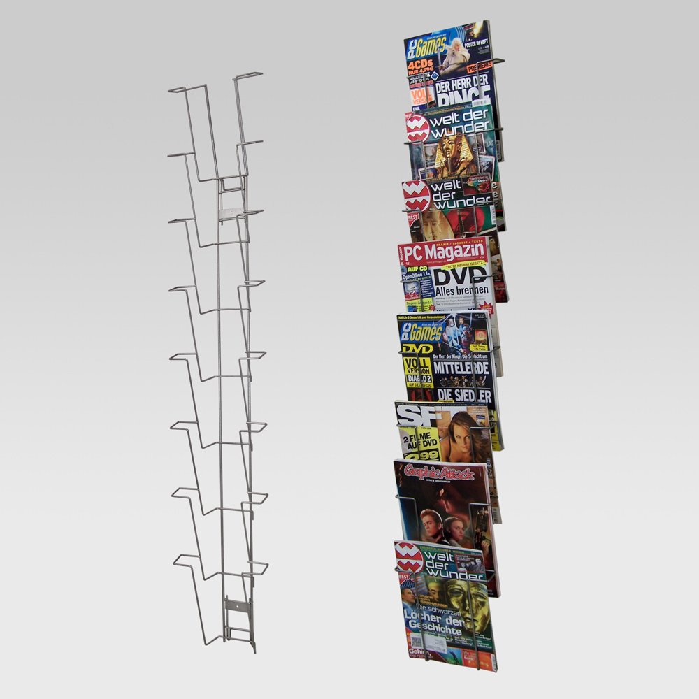 DisplayLager - Wandhouder voor brochures/tijdschriften/magazijnen (6 x