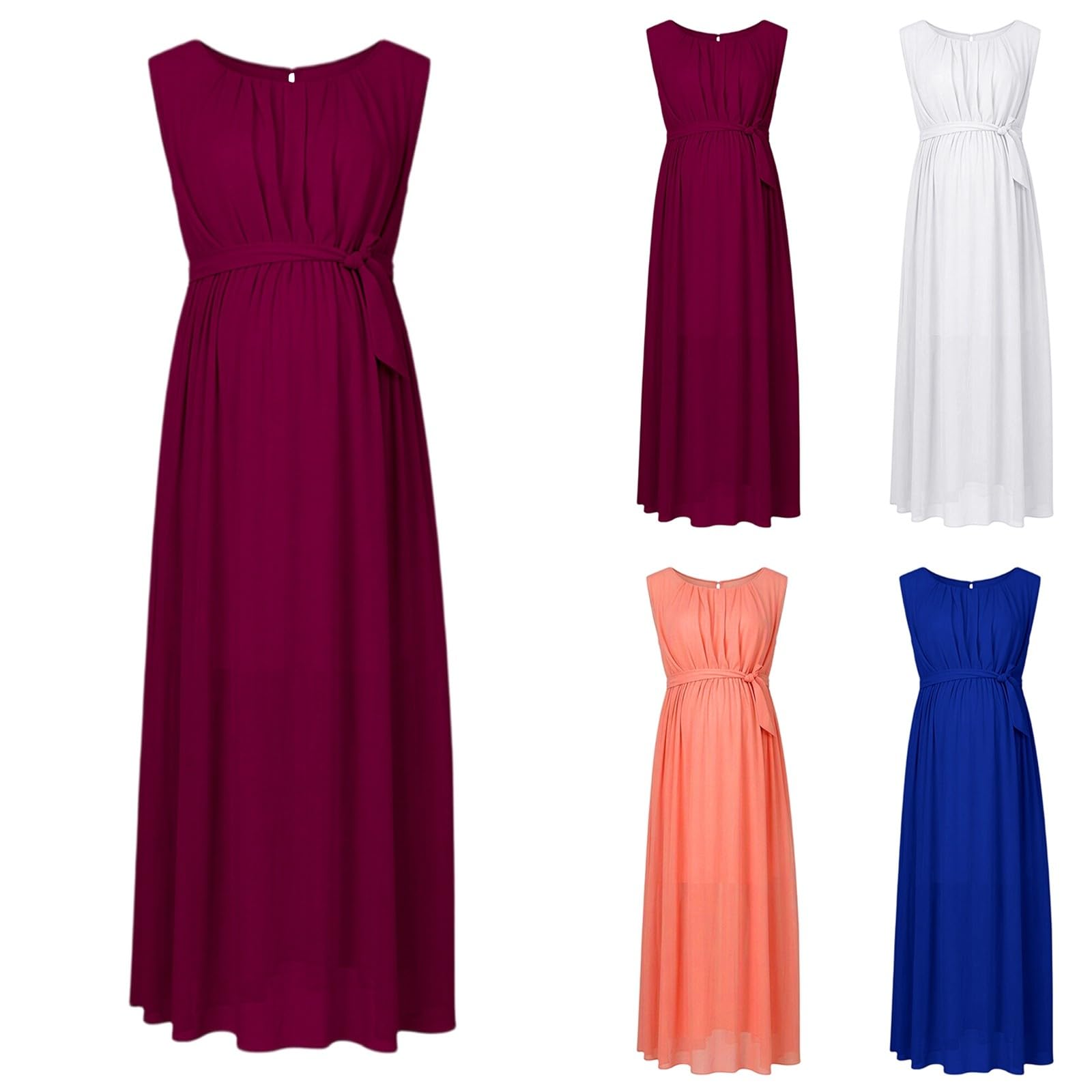 Elegante vestido de maternidad para embarazo, sin mangas, cuello redondo, vestido de embarazo con paneles de contraste, cómodo, talla grande para ser atuendo