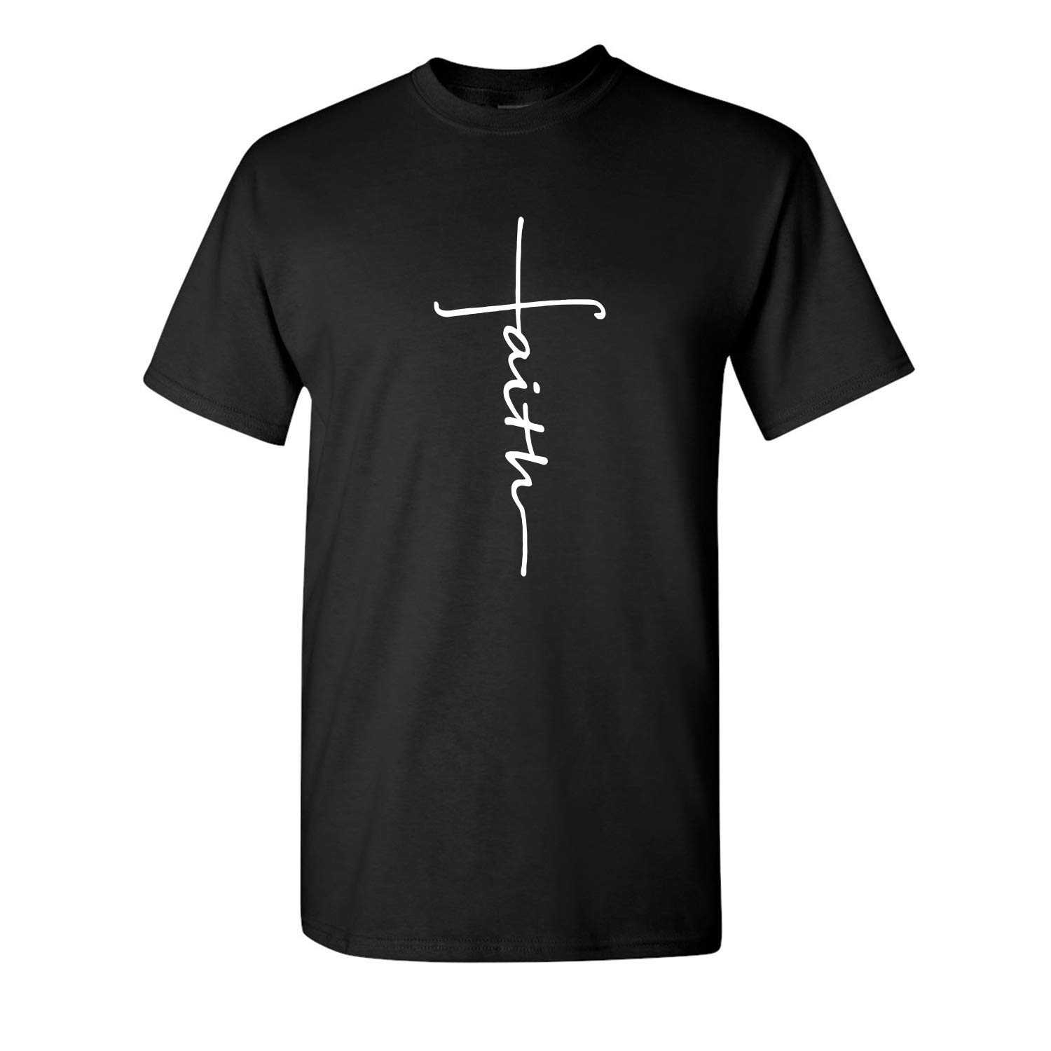 Tees & TailsSimple Faith Cross Religious Unisex Short Sleeve Printed Tee Shirt
