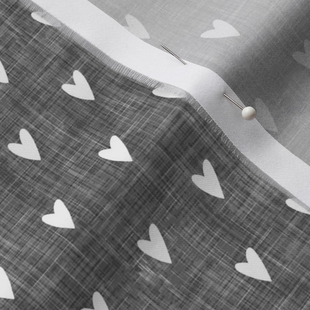 Spoonflower Fabric - Hearts Gray Valentines Day Valentine Monochrome Cute Little Small Printed on Organic Cotton Sateen Fabric by The Yard - Sewing Quilting Apparel Home Decor