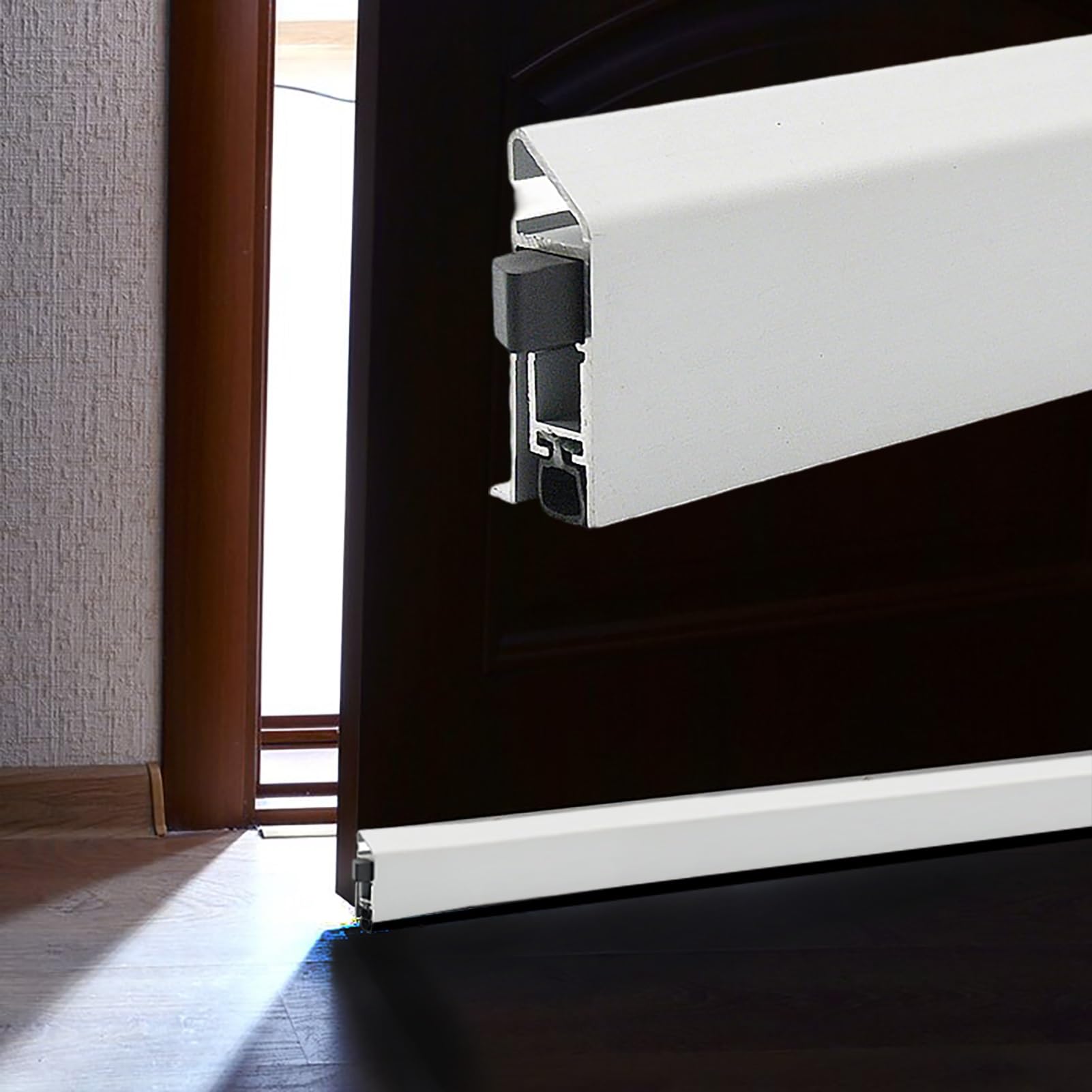 Surface Mount Automatic Door Sweep Seal, Aluminum Drop Down Auto Door Bottom Weather Stripping, Soundproof Under Door Gap Stopper Strip for Bedroom(Silver,47in/120cm)