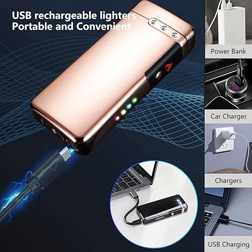 Miniatura 3 de GADATOP Encendedor de plasma de arco de llama, encendedor eléctrico, encendedor eléctrico recargable por USB, resistente al viento, impermeable, con