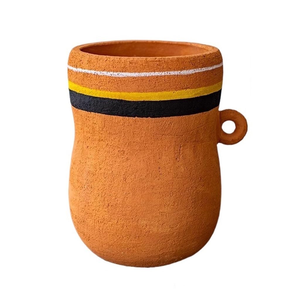 GELASIGE Flower Pots Balcony Courtyard Single Ear Red Pottery Flower Pot Household Clay Green Plant Potted Flower Outdoor Flower Pots