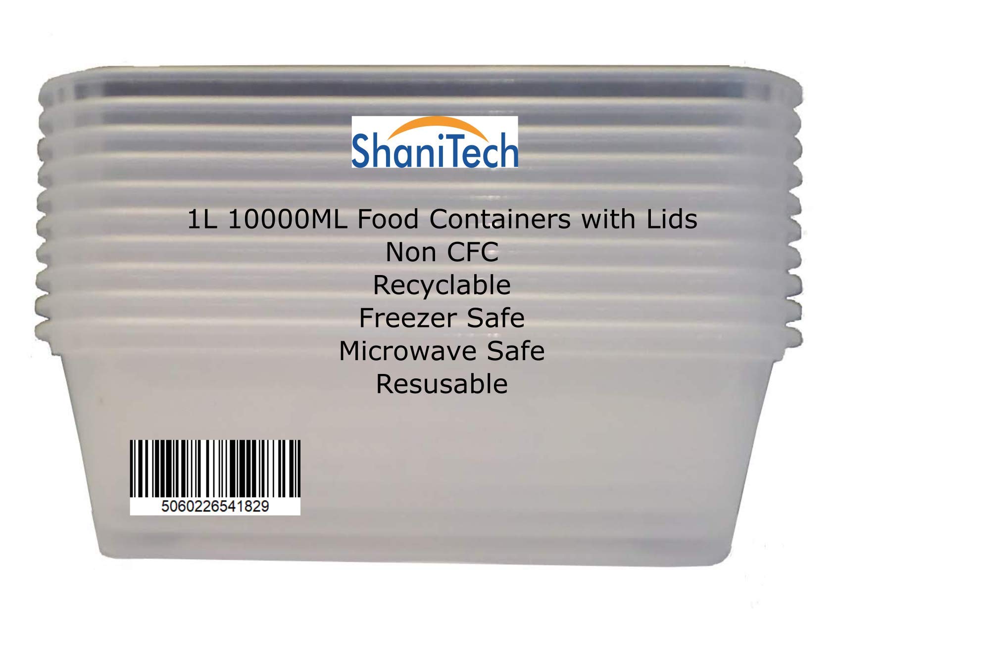 ShaniTech Pack of 10 Food Containers with Lids Heavy Duty Microwave & Freezer Safe Plastic Box Container (1000ML 1 Litre)