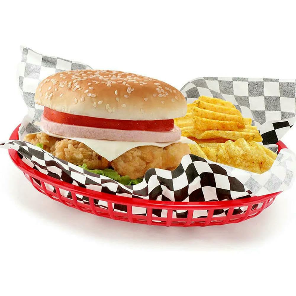GLDFW 6/12/24 szt. kosze do fast foodów, plastikowa taca do serwowania, delikatesy, hamburgery, kanapki, frytki, gastronomia, artykuły restauracyjne