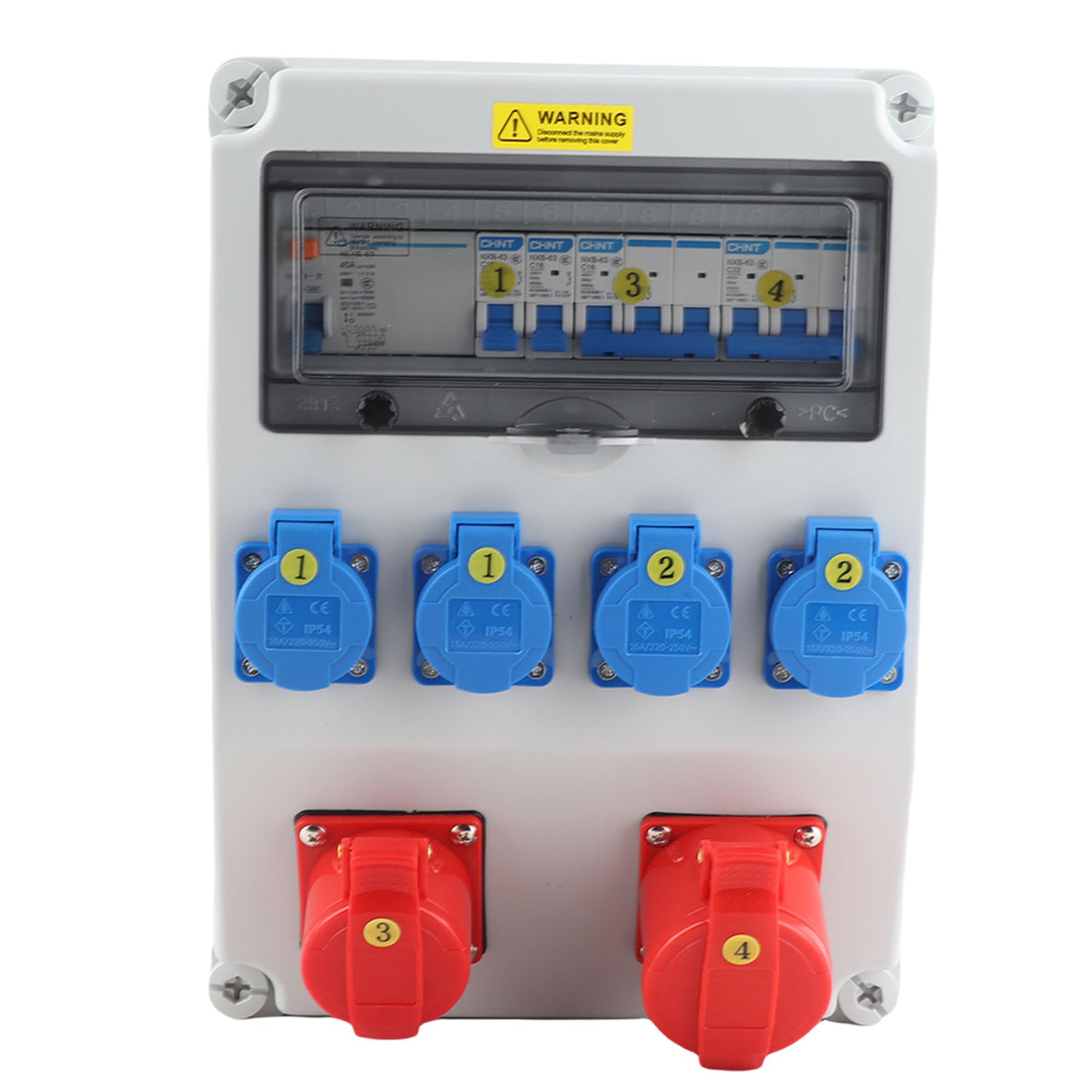 Scatola di distribuzione dell'energia industriale Scatola di prese elettriche per carichi pesanti con interruttori automatici C16 C32 per cantieri edili Plastica ABS