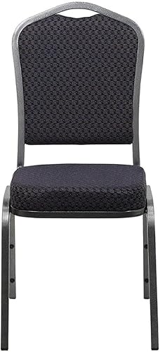 Miniatura 47 de Flash Furniture HERCULES Series - Silla apilable para banquetes con respaldo de corona en tela estampada marrón, marco de vena dorada