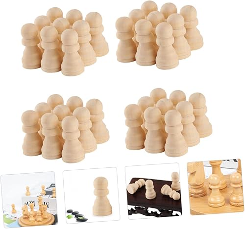 Miniatura 7 de TOYANDONA 50 piezas de ajedrez de madera, piezas de ajedrez de madera, piezas de ajedrez de madera sin terminar, rompecabezas de madera, juguetes de