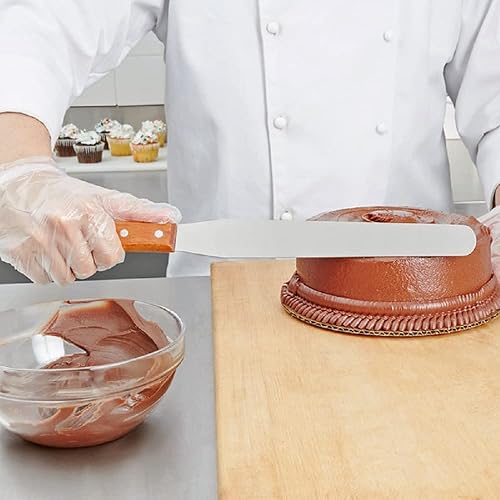 Miniatura 9 de Espátula de glaseado flexible de 14 pulgadas de acero inoxidable con mango de madera, espátulas de crema para tartas de mantequilla, espátulas para