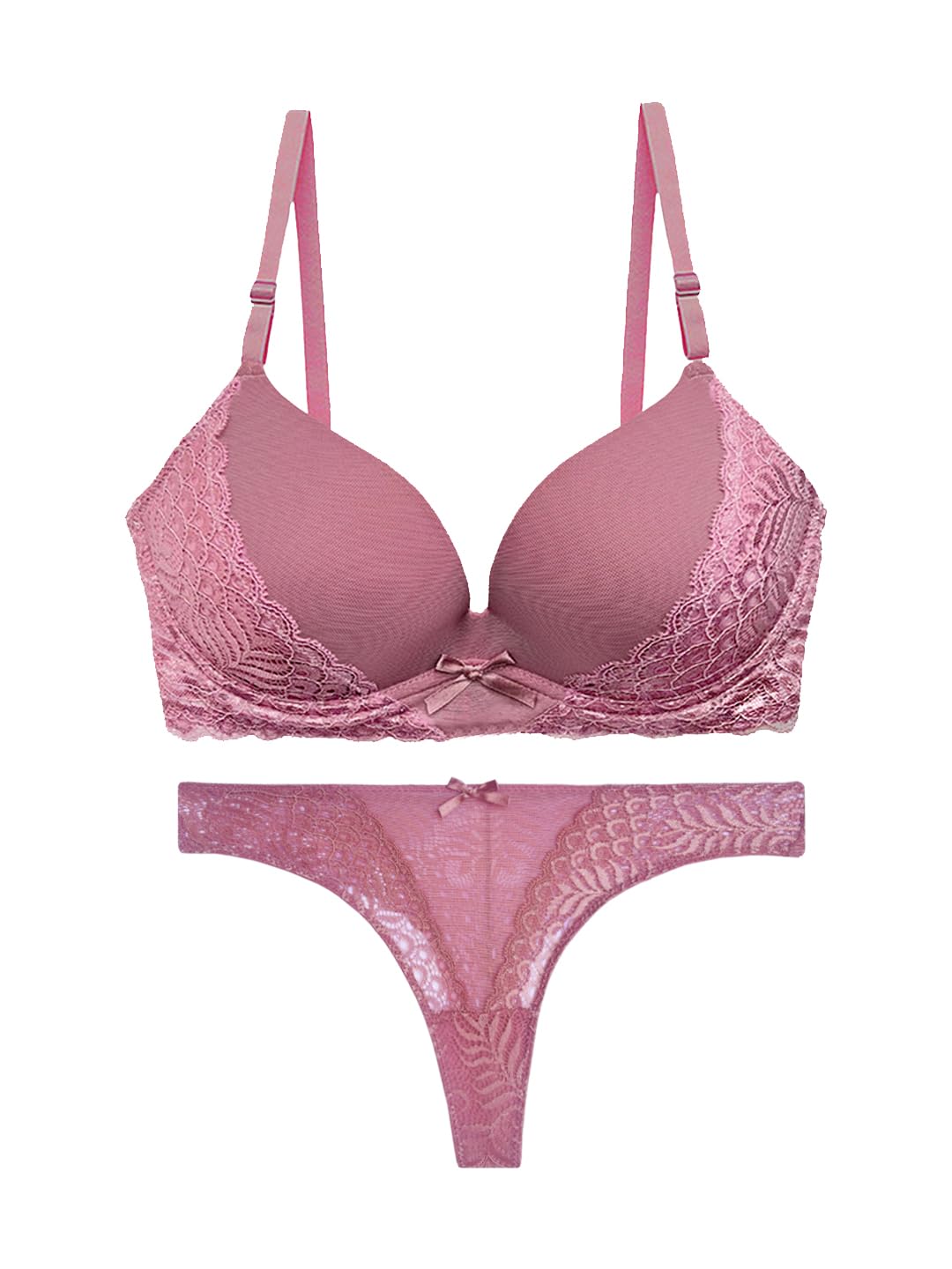 secret lives Women's Lace Lingerie Set | Padded Wired Bra and Panty Set | Bridal Honeymoon Lace Underwear | Back Closure Bra for Women-picture-10